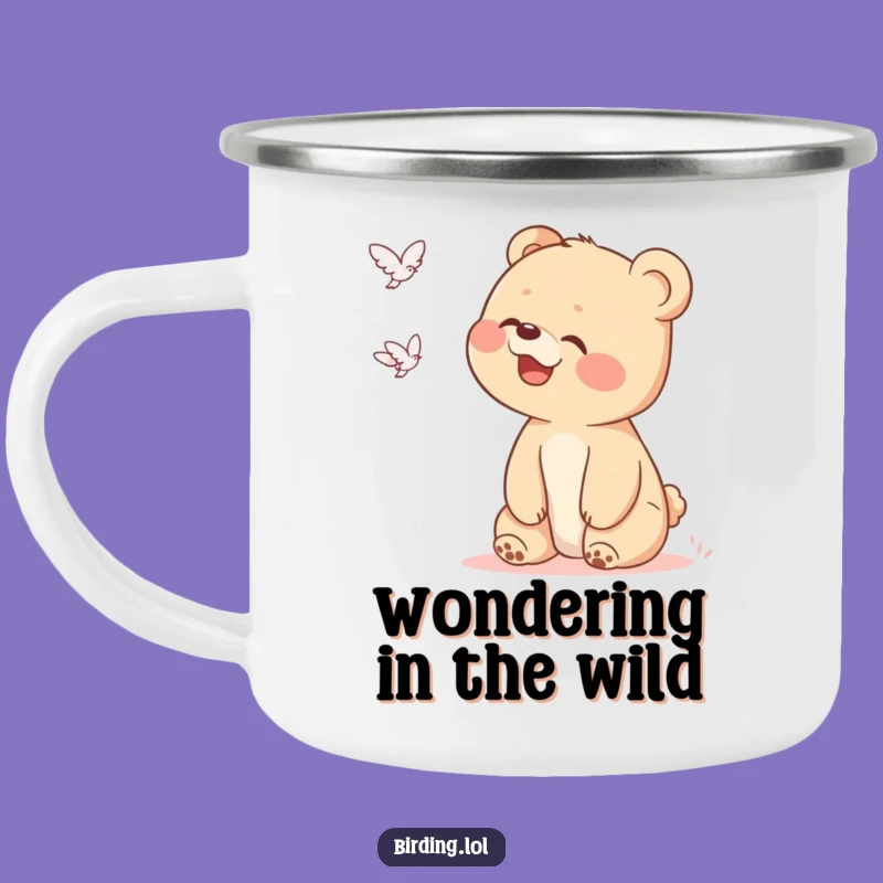 Funny Bear Cub UFO Camping Mug: Curious Nights Under the Stars