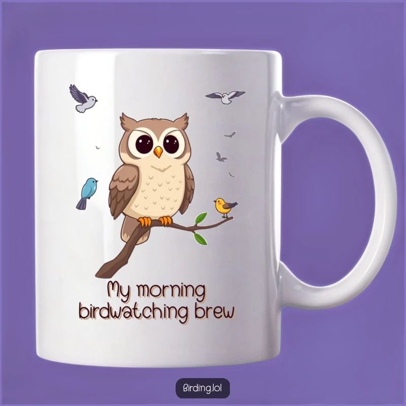 Funny Owl Watching Birds Mug - Perfect Gift for Bird Lovers & Night Owls