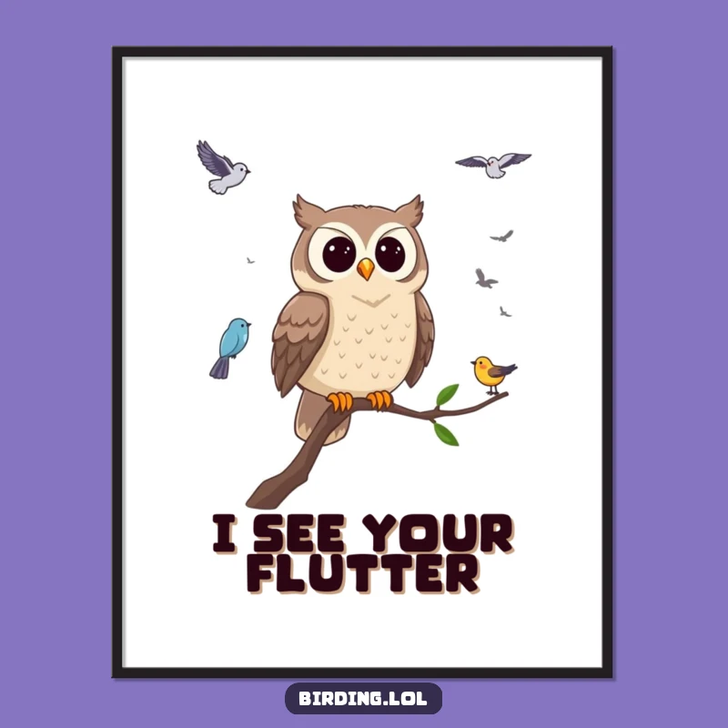Funny Owl Digital Art - Instant Bird Watching Download, Humorous Wall Decor