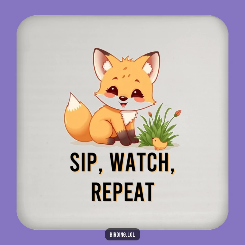 Funny Fox Cub Coaster: Protect Surfaces with Nature Observation Charm