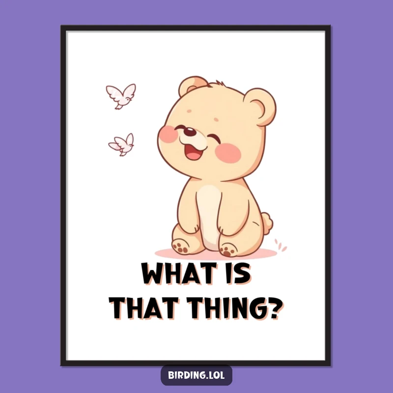 Funny Bear Cub UFO Poster: Whimsical Sky Mystery Art for Playful Spaces