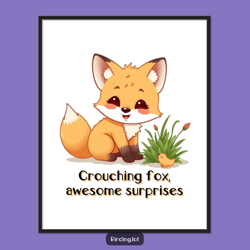 Free Printable Fox Art: Funny Cub Observation Excitement Downloadable Wall Art