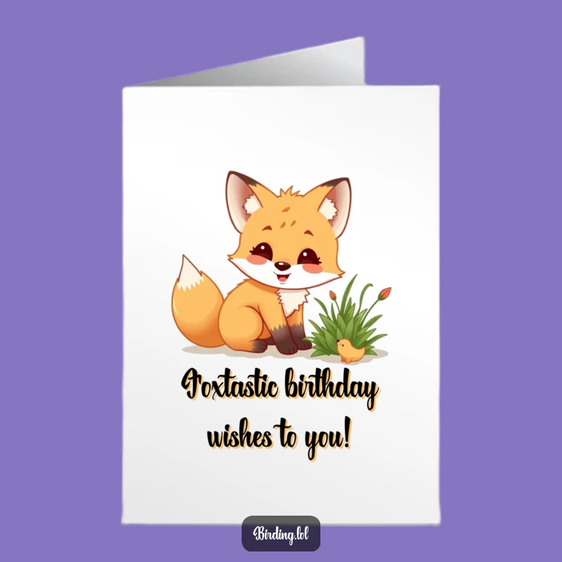 Free Printable Fox Birthday Card: Funny Cub Observation Excitement Downloadable