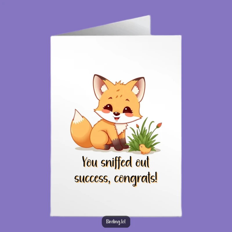 Free Printable Fox Congratulations Card: Funny Cub Observation Excitement Downloadable