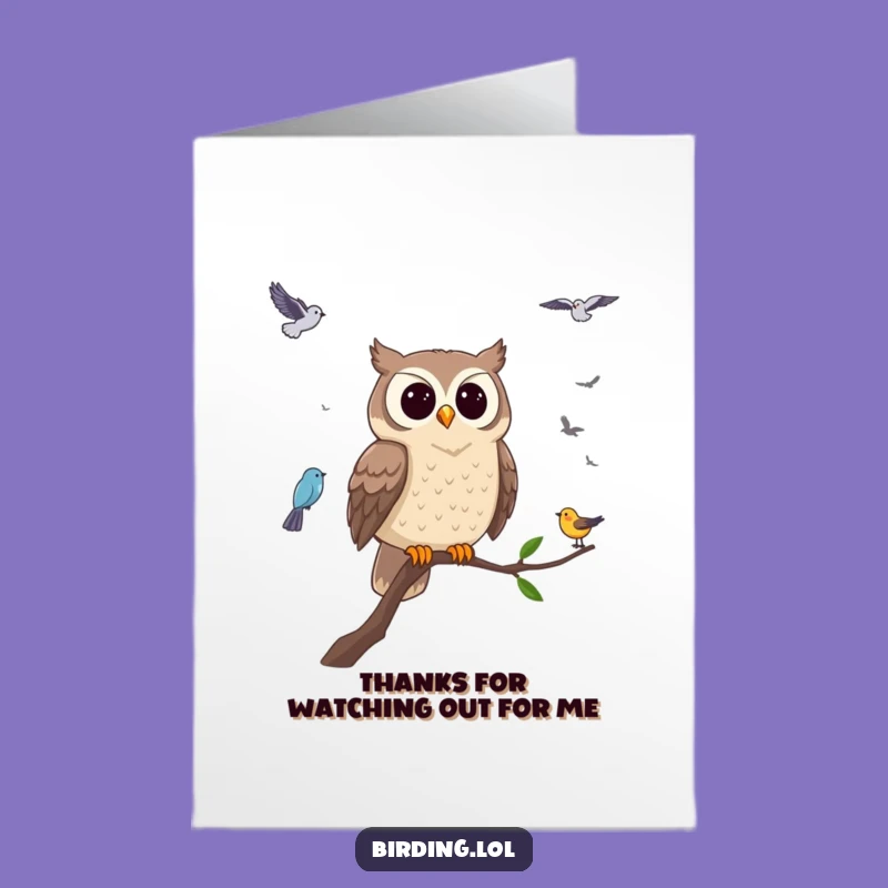 Free Printable Thank You Card: Owl Expresses Gratitude Funny Downloadable Gift