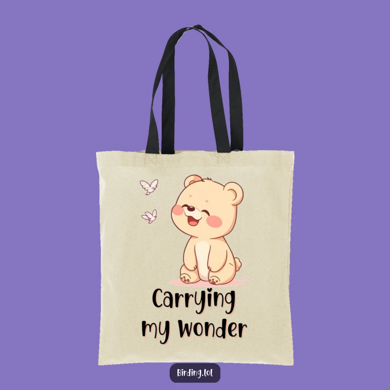 Funny Bear Cub UFO Tote Bag: Carry Your Curiosity with Giggling Style